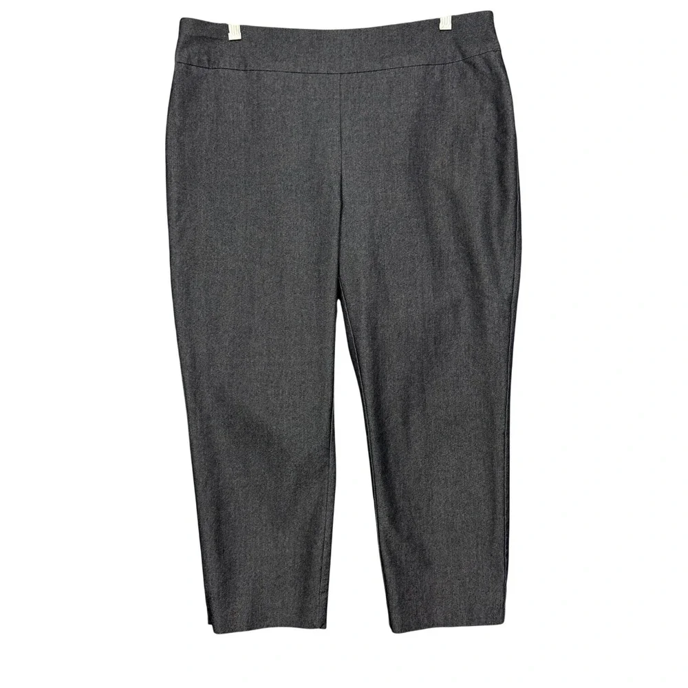 Chicos So Slimming Crop Pants 2 Womens 12 Gray Stretch Pull On Tummy Control